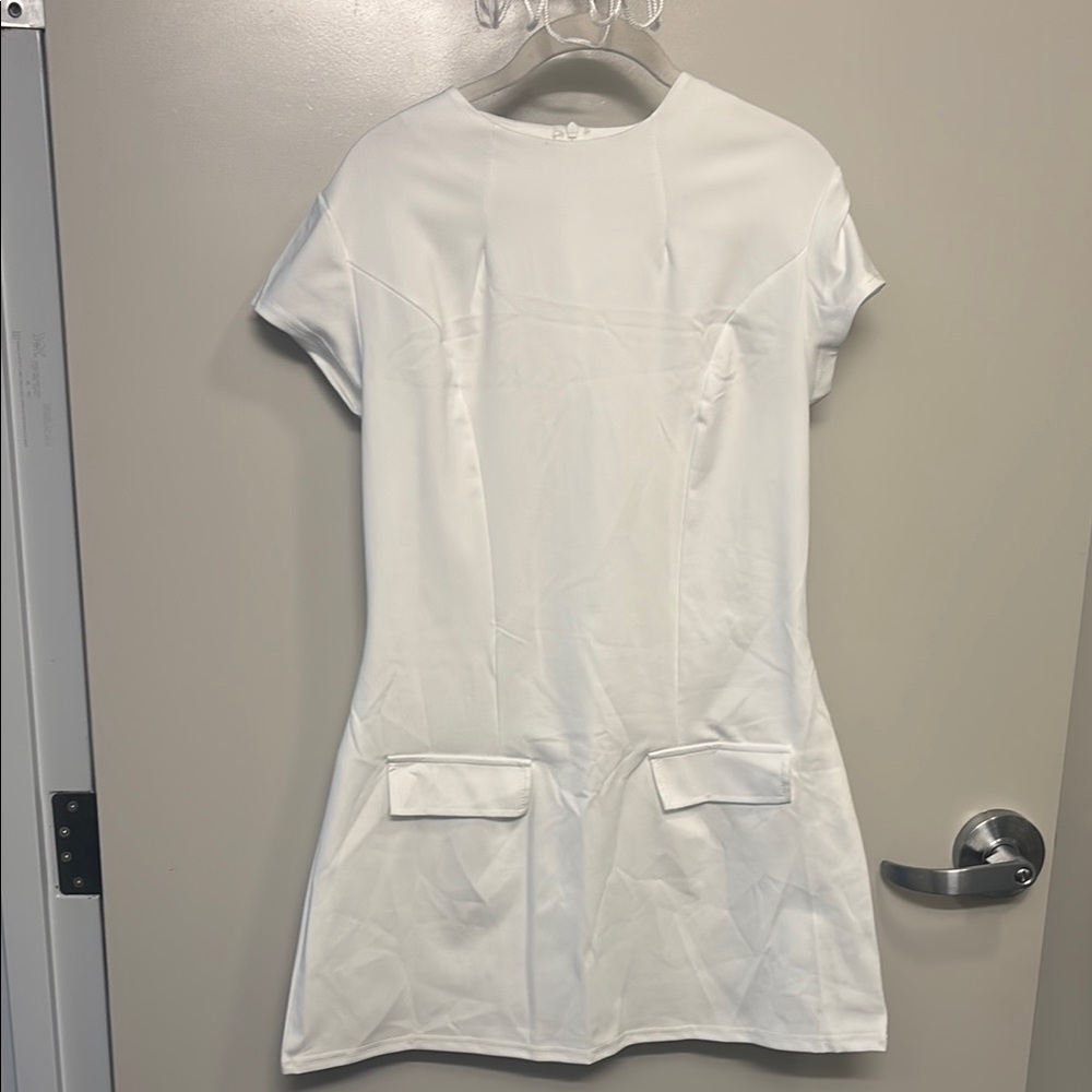 Elegant White Short Sleeve Dress - NWT